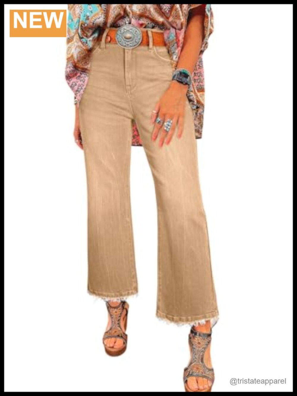 High Waisted Stretchy Flared Jeans Raw Hem Retro Cropped Denim